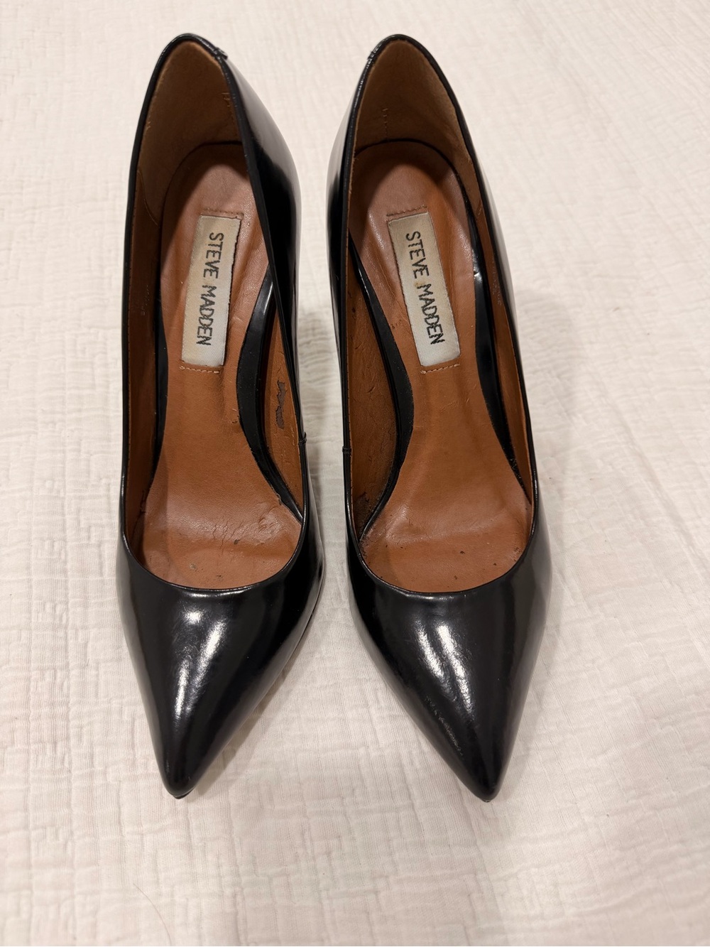 Steve Madden Black Patent Pointed-Toe Pumps